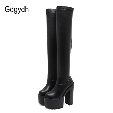 Gdgydh Thigh High Boots For Tall Women Utral High Heels Shoes Nightclub Party Platform Boots Over The Knee Women Stretch Winter ► Photo 1/6