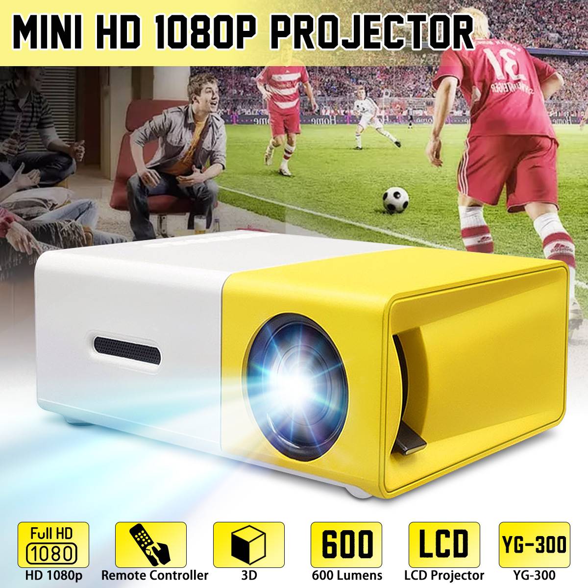 YG-300 Mini LCD LED Projector 400-600 Lumens 320x240 800:1 Support 1080P Portable Office Home Cinema Proyector ► Photo 1/6