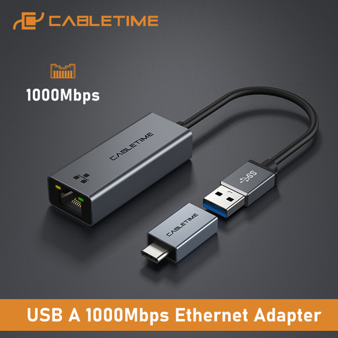 CABLETIME USB Ethernet Adapter 1000Mbps USB 3.0 2.0 LAN RJ45 Adapter for Laptop Nintendo Switch Macbook Air USB LAN C358 ► Photo 1/6