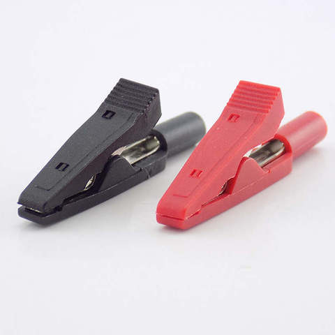 10-Pack 2mm Insulated Mini Test Alligator Clips – Red/Black, With 2mm Female Banana Jack, Nickel-Plated Copper, 20A Rating For Multimeter And DIY Testing