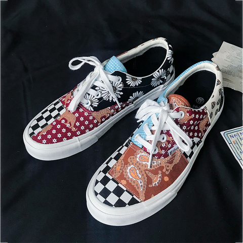 Low Top Men's 2022 Printed Black Canvas Shoes All Vulcanize Shoes Women Flower Casual Skateboarding Shoes Classic Brand Sneakers ► Photo 1/6