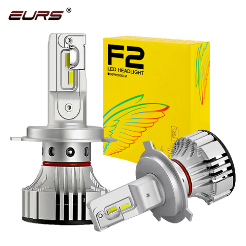 EURS H4 LED F2 Car LED Headlight H7 H1H8 H9 H11 9005 9006 HB3 HB4 9012 72W 12000LM CSP Chips Turbo Fan 6000K Front Lamps Bulbs ► Photo 1/6