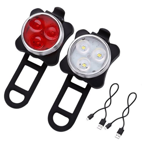 Bright Cycling Bicycle Bike Light 3 LED Head Front 4 Modes USB Rechargeable Tail Clip Light Lamp Waterproof Fiet Sverlichting ► Photo 1/5
