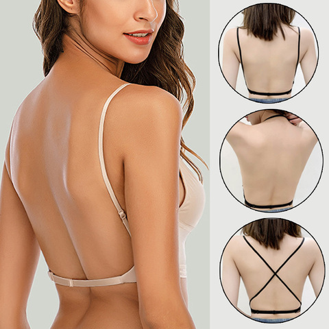 Sexy Backless Bra Lace Deep U Low Back Bralette Thin Cup Brassiere Halter Soft Seamless Elastic Underwear Tank Tops Encaje Mujer ► Photo 1/6