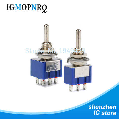 5Pcs Miniature Toggle Switch Single Pole Double Throw -OFF- /- 120VAC 6A 1/4 Inch Mounting MTS-102 103 202 203 ► Photo 1/5