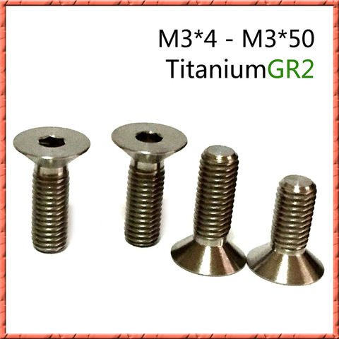 50pcs/lot M3*L DIN7991 Pure Titanium flat head countersunk socket screw titanium alloy small screw GR2 M3*4/5/6/8/10-40/45/50 ► Photo 1/6