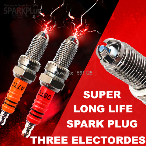 2PCS Three-electrode Super D8TC Motorcycle Spark Plug 125cc D8TJC for DR8EA D8EA DR8EIX DPR8EA-9 DPR8EIX-9 IX24 X24ESR-U HG22 ► Photo 1/6