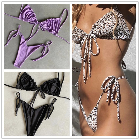 Para Praia Brazilian Bikini 2022 Sexy Bathing Suit for Women Thong Swimsuit Beachwear Women Bandage Swimwear Push Up Bikini Set ► Photo 1/6