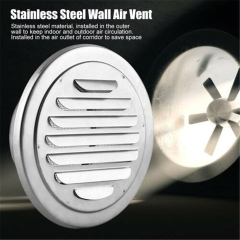 Hot 201 Stainless Steel Wall Air Vent Grille Exterior Round Ducting Ventilation Grilles Ventilation Duct Hood Durable Vent Cap ► Photo 1/6