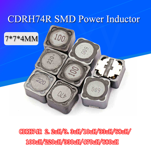 5PCS CDRH74R Inductance Wire Wound Chip Shielded Inductor 2.2/3.3/4.7/10/22/33/47/68/100/220/330/uh 7*7*4mm SMD Power Inductor ► Photo 1/6