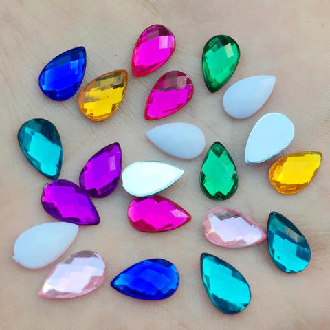 DIY 80pcs 6*10mm Acrylic Rhinestones AB Transparent Drop Flatback Sewing Crystal For Wedding Dress Garment -B00 ► Photo 1/5