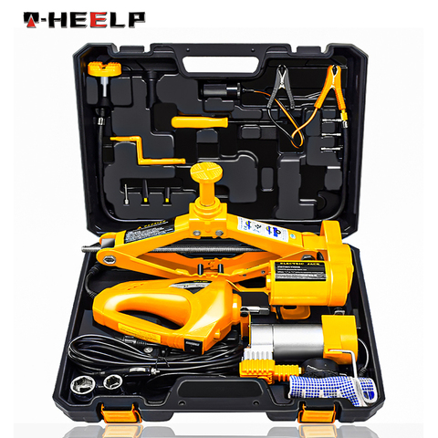 E-HEELP 12V 3 in 1 Car Electric Jack Lifting Set Built-in Flash LED Light with Impact Wrench & Air pump Car Jacks A02 ► Photo 1/6
