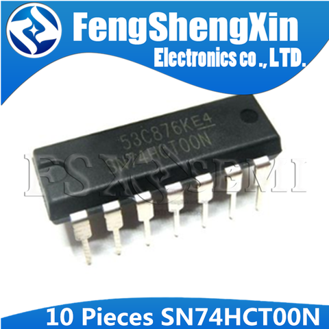 10pcs 74HCT00N DIP-14 SN74HCT00N DIP14 74HCT00 DIP QUADRUPLE 2-INPUT POSITIVE-NAND GATES IC ► Photo 1/5