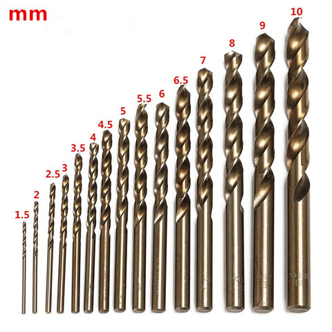 15pcs 1.5-10mm HSS-Co M35 Cobalt Straight Shank Twist Drill Bit Power Tools For Metal Stainless Steel Specialized drilling ► Photo 1/6