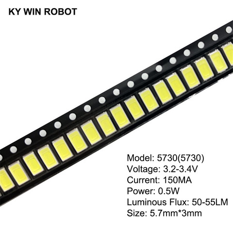 100pcs 5630/5730-CW/WW 0.5W-150Ma 50-55lm 6500K White Light SMD 5730 5630 LED 5730 diodes (3.2~3.4V) ► Photo 1/2