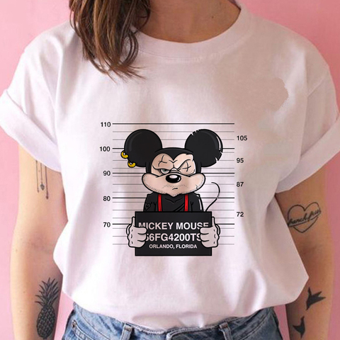 Disney Summer Criminal Mickey Mouse Women T-shirt Female Loose Short Sleeve Summer Priming Girl Tshirt Womens Clothing Dropship ► Photo 1/6