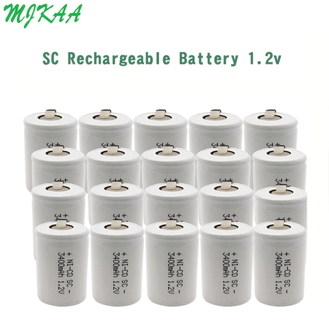 MJKAA SC 1.2V 3400mAh Rechargeable Battery 4/5 Sc Sub C Ni-cd Cell Batteries with Welding Tabs for Electric Drill Screwdriver ► Photo 1/5