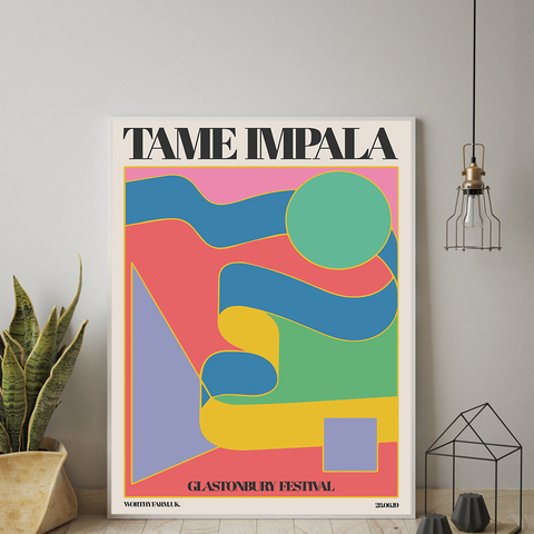 Tame Impala At Glastonbury Gig Poster Vintage Colorful Canvas Painting Retro Wall Pictures for Living Room Home Decor No Frame ► Photo 1/6