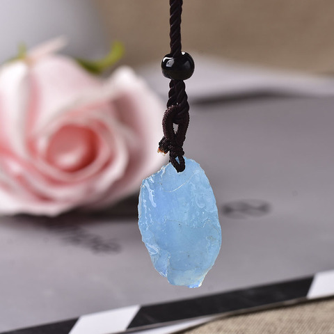 100% Natural Aquamarine Original Stone Pendant Natural Quartz Stone Raw Crystal  Quartz Fashion For Men Women Jewelry DIY gift ► Photo 1/6