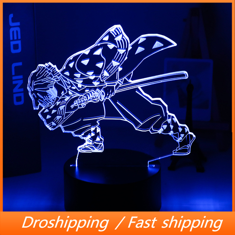 Acrylic Led Night Light Anime Demon Slayer Agatsuma Zenitsu Figure for Kids Child Bedroom Decor Cool Kimetsu No Yaiba Lamp Gift ► Photo 1/6