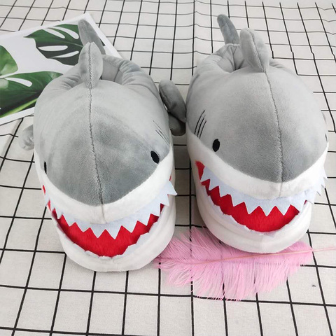 Cool Cartoon Men's Shark Slippers Design Boys Flurry Slides For Men Indoor Shoes Winter Man Slippers 2022 ► Photo 1/6