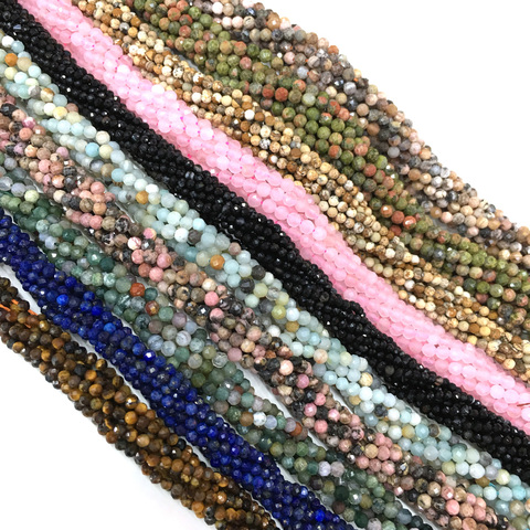 Natural Stone Beaded Faceted Loose bead agates small Beads for Jewelry Making DIY Necklace Bracelet Accessories size 2 3mm ► Photo 1/3