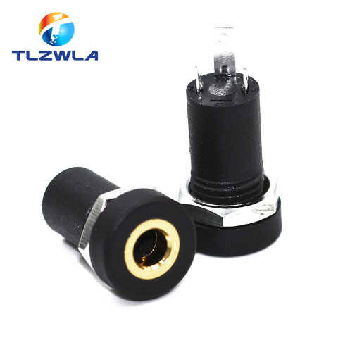 5PCS PJ392A 3.5MM Audio Jack Socket 3 Pole Black Stereo Solder Panel Mount Gold With Nuts PJ-392A ► Photo 1/4