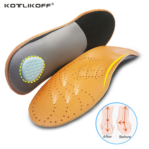 KOTLIKOFF Leather Latex Orthopedic Foot Care Insole Antibacterial Active Carbon Orthotic Arch Support Instep Flat Foot Shoe Pad ► Photo 1/6