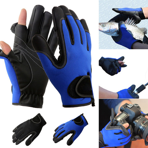 Neoprene Fishing Gloves 2 Slits Full Finger Shooting Hiking Jigging Waterproof Winter Gloves XR-Hot ► Photo 1/5