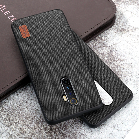 MOFI Case For Oppo Realme X2 Pro Luxury Textile Leather Skin Soft TPU Hard Phone Cover For Oppo Realme X2 Pro Black Blue Case ► Photo 1/6