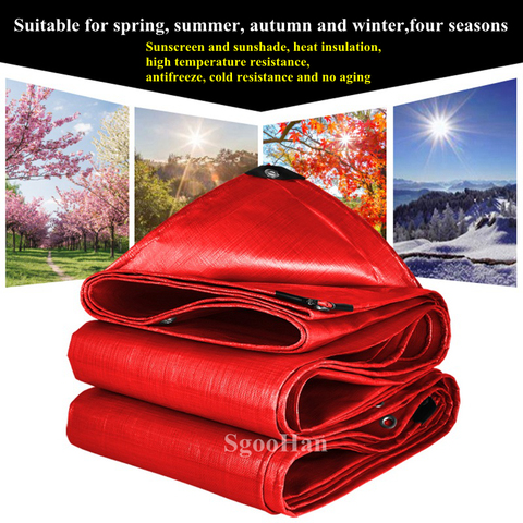Red PE Rainproof Cloth Tarpaulin Outdoor Awning Sun Shade Sail Camping Boat Truck Canopy Ground Sheet Pet House Waterproof Cloth ► Photo 1/6