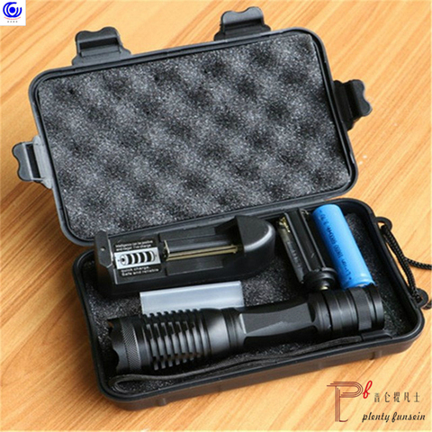 LED Tactical Flash light T6/L2/XPL V6 10000 Lumens Lanterna Adjustable Torch Zoomable Flashlight + Charger +1* 18650 Battery ► Photo 1/6