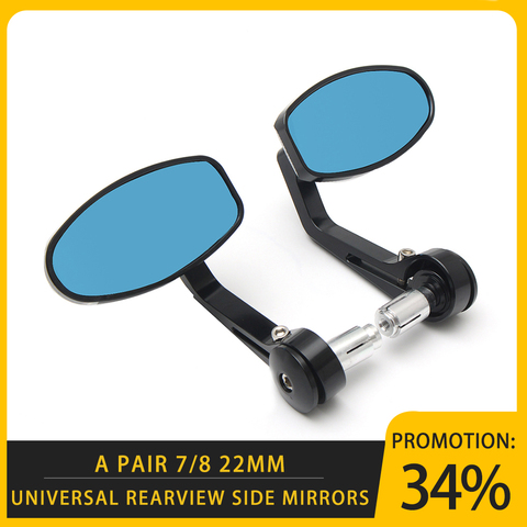 A Pair 7/8 22mm Universal CNC Motorcycle Bar End Black Rearview Side Mirrors for Triumph Speed Triple Motocross Accessories ► Photo 1/6