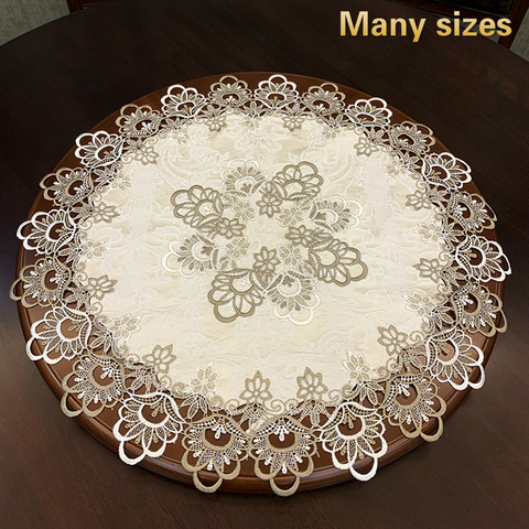 British Modern Fabric Lace Trim Banquet Party Big Tablecloth Bedroom Balcony Small Round Table Cloth Tapete Christmas Decoration ► Photo 1/5