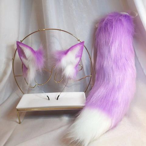 New Purple Fox Anime Beast Ear Beast Tail Wolf Ear Cat Ear Fox Ear Headband Custom COSPLAY ► Photo 1/5