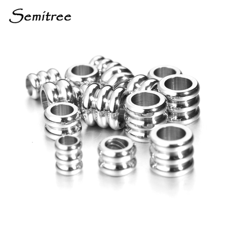 Semitree 20pcs 3mm 4mm 5mm Stainless Steel Big Hole Spacer Beads DIY Charm Necklace Bracelet Jewelry Making Findings Accessories ► Photo 1/6