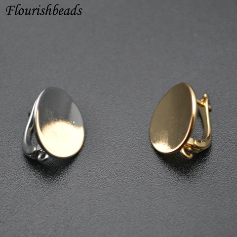 Round Coin Shape Earrings Hooks Real Gold Plating Metal Ear Wires DIY Women Jewelry Making Components Gold / Silvery Color ► Photo 1/6