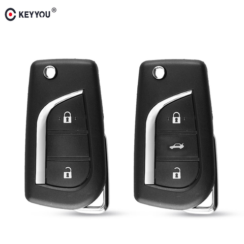 KEYYOU Flip Folding Remote Key Shell for Toyota Levin Camry Reiz Highlander Corolla Key Case 2/3 Buttons Toy48 Toy43 Blade ► Photo 1/6
