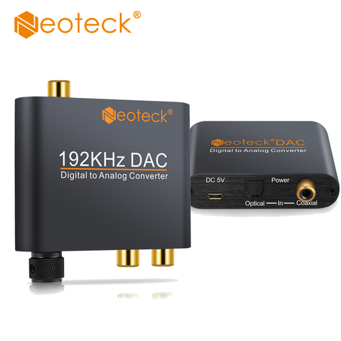 Neoteck DAC Audio Converter Coaxial Optical to RCA 2.1CH Toslink to Analog Audio Converter RCA With Volume Control For Amp ► Photo 1/6