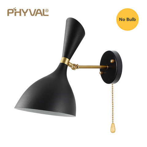 PHYVAL Wall Sconce With Switch LED Wall Light Bedroom E27 White/Black Color Wall Lamp For Living Room ► Photo 1/6