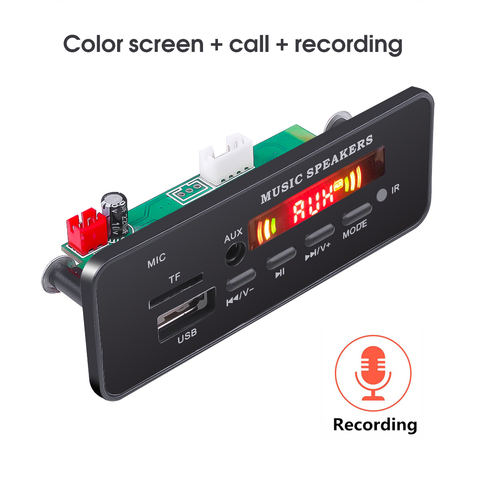 Kebidu 12V Bluetooth 5.0 Wireless MP3 WMA Decoder Board Recording Hands-free USB FM AUX TF SD Card Module With Mic Car Radio ► Photo 1/6