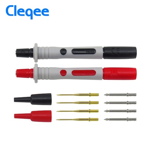 Cleqee P8003 1set 2pcs Multimeter Probe Replaceable gilded Needle Multi-purpose Test pen ► Photo 1/6