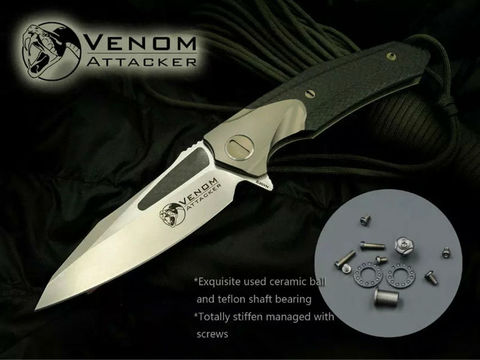 Kevin John Venom Knife ATTACKER M390 Blade Titanium Carbon Fiber Handle Survival Outdoor Hunting Gift Collection Knives ► Photo 1/6