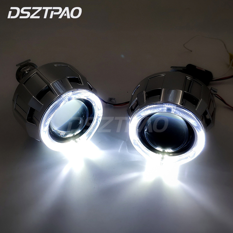 LED Angel Eyes Halos Bi xenon Lens Projector Headlight For Car Retrofit DIY W/ Daytime Running Lights 2.5'' H4 H7 Use H1 Xenon ► Photo 1/6