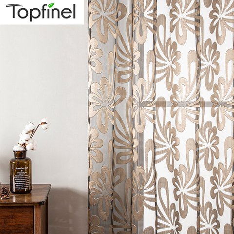 Topfinel Tulle Geometric Sheer Curtain Panels for Living Room Bedroom For The Kitchen Tulle For Window Jacquard Curtains Decor. ► Photo 1/6