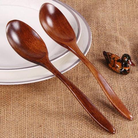 3/1Pcs Kitchen Natural Wooden Spoon Utensil Tool Soup Teaspoon Dining & Bar Honey Coffee Spoon Retro Eco-Friendly Spoon Dropship ► Photo 1/6