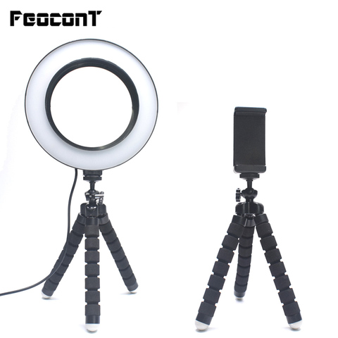 Ring Lamp 16cm Led Ring Light with Tripod for Smartphone Makeup Youtube TikTok Live Vider Dimmable Selfie Photography Lighting ► Photo 1/6