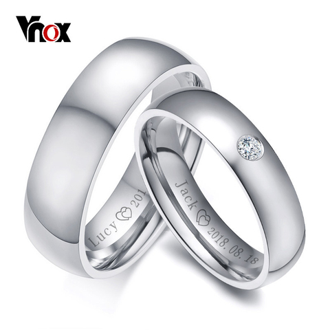 Vnox Basic Wedding Bands Rings for Women Man Customize Name Date Love Info Promise Alliance Anniversary Personalized Gift ► Photo 1/6