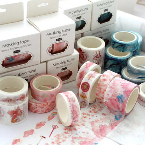 3 Pcs/lot Painting Washi Tape Set Cute Adhesive Tape DIY Decoration Sticker Scrapbooking Diary Masking Tape Stationery Supply ► Photo 1/5