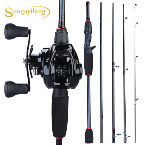 Sougayilang 1.8m- 2.4m Casting Fishing Rod Combo Portable 5 Section  Fishing Rod and 12+1BB 7.0:1 Gear Ratio Baitcasting Reel ► Photo 1/6
